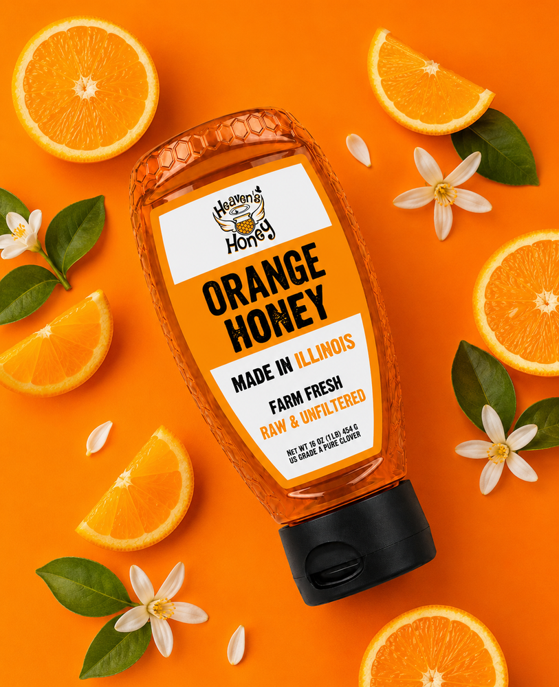 Orange Infused Honey Squeeze Bottle – Pure Illinois Honey 1LB