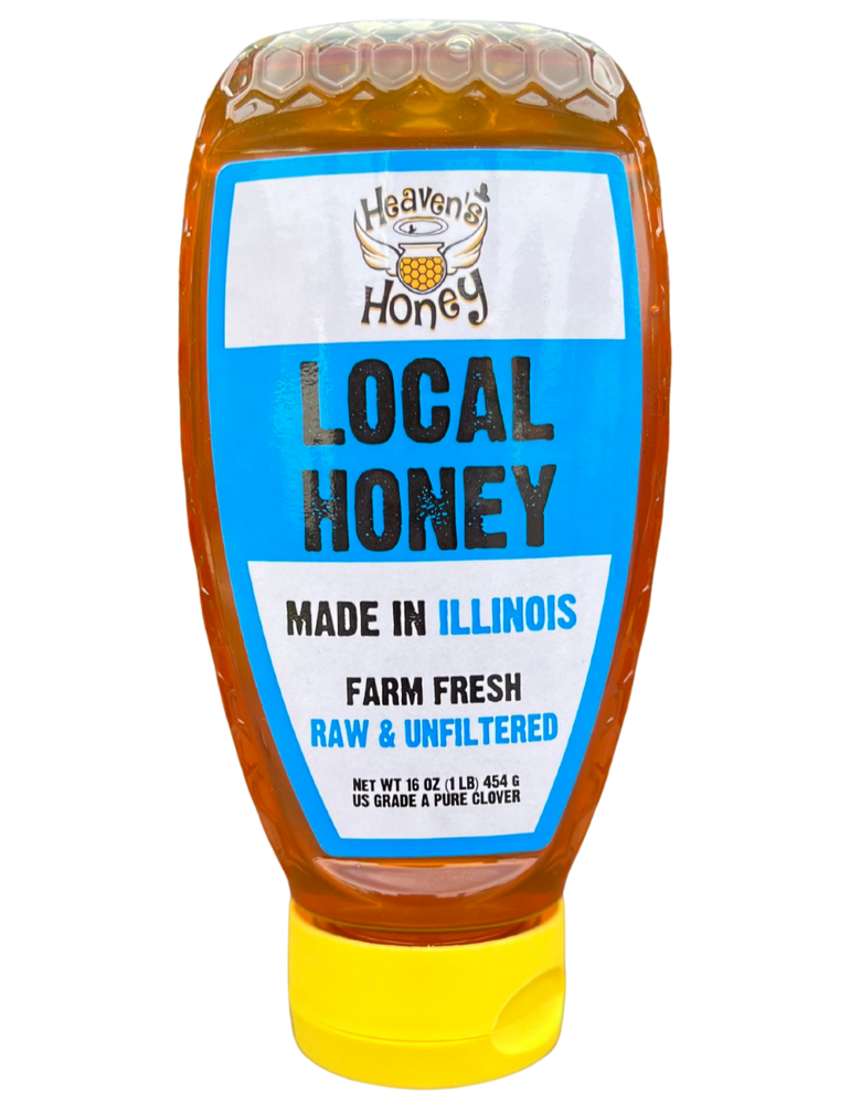 Botella exprimible de miel local de Chicago: cruda y sin filtrar
