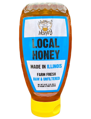 Botella exprimible de miel local de Chicago: cruda y sin filtrar